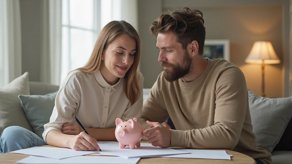 Стратегия накопления денег с копилкой и финансовыми документами на столе