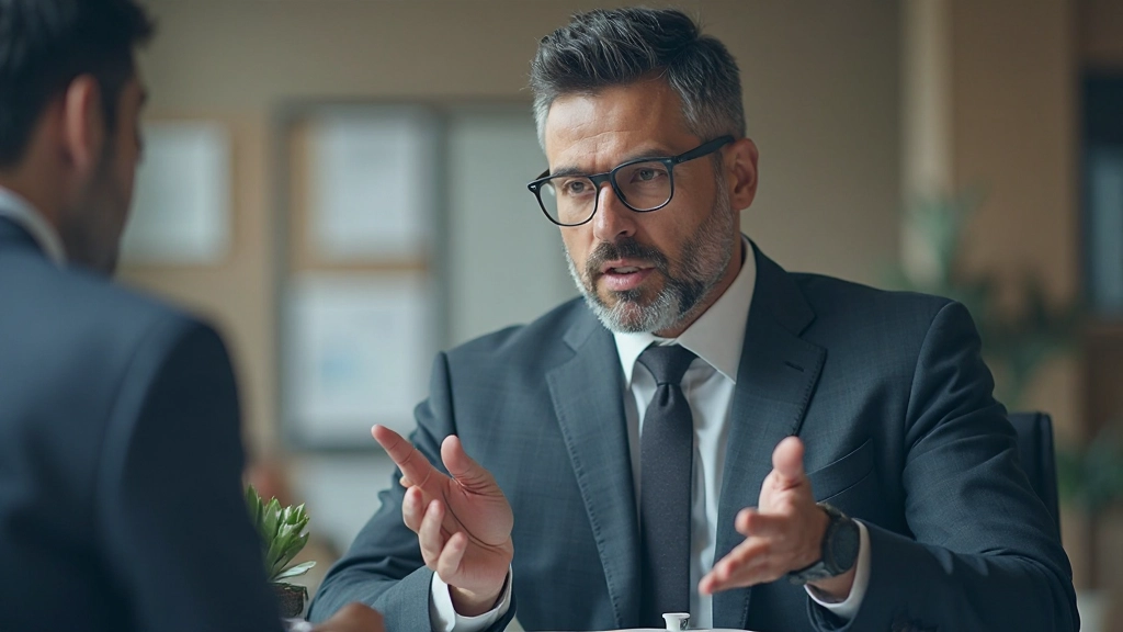 Профессиональное изображение консультанта, объясняющего финансовые концепции клиентам