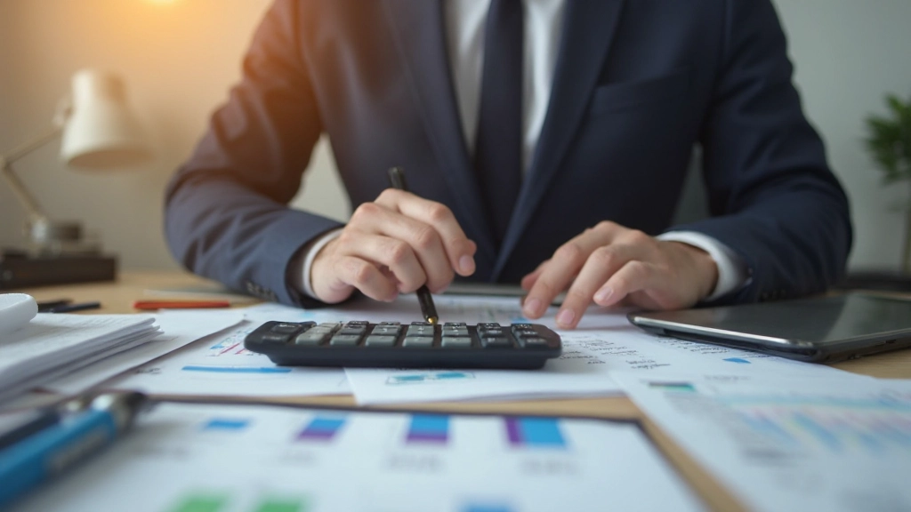 Профессиональная фотография рабочего стола с финансовыми документами и калькулятором